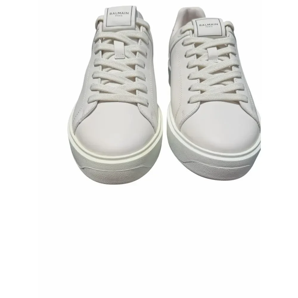 Balmain Paris B-Court White Leather Platform Sneakers EU 40 US 10 NIB